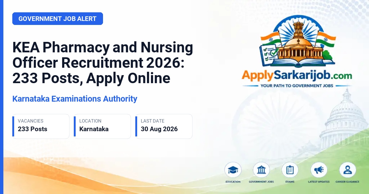 Karnataka Examinations Authority - Pharmacy Officer & Nursing Officer Official Notification Poster & Schedule