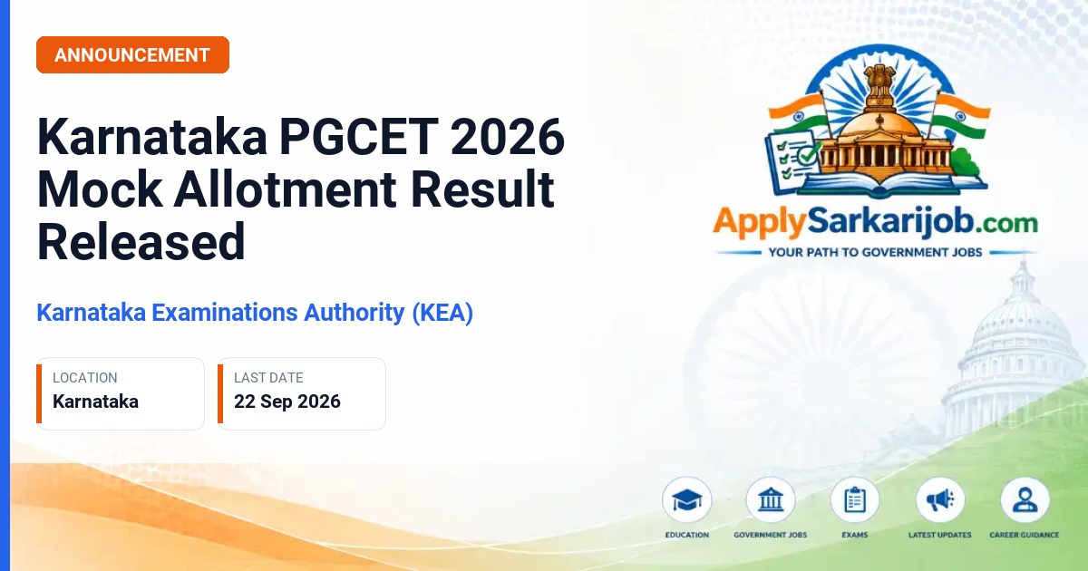 Karnataka Examinations Authority (KEA) - PGCET 2026 Mock Allotment Official Notification Poster & Schedule