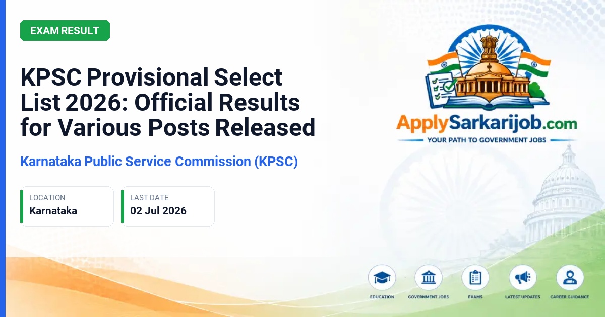 Karnataka Public Service Commission (KPSC) - Junior Health Inspector, Junior Engineer, Assistant Water Supply Operator, Librarian Official Notification Poster & Schedule