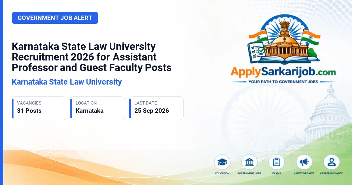 Karnataka State Law University - Temporary Full-Time Assistant Professor and Guest Faculty Official Notification Poster & Schedule