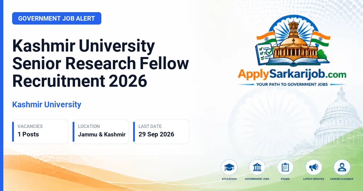 Kashmir University - Senior Research Fellow Official Notification Poster & Schedule