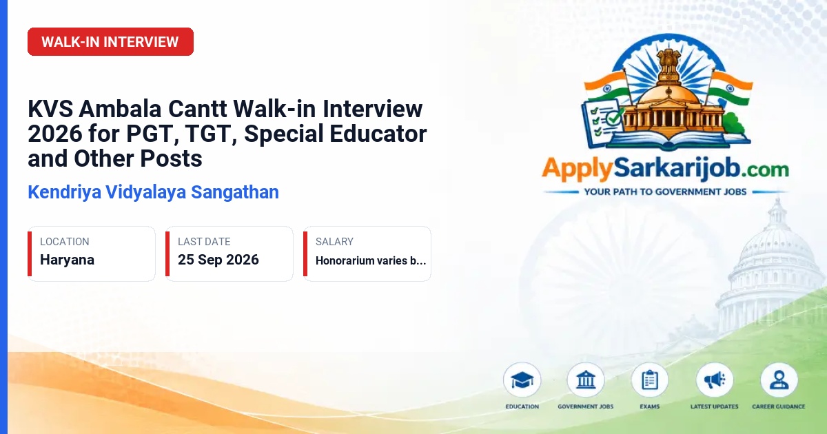 Kendriya Vidyalaya Sangathan - PGT, TGT, Special Educator, Instructor, Coach, Trainer and Counselor Official Notification Poster & Schedule