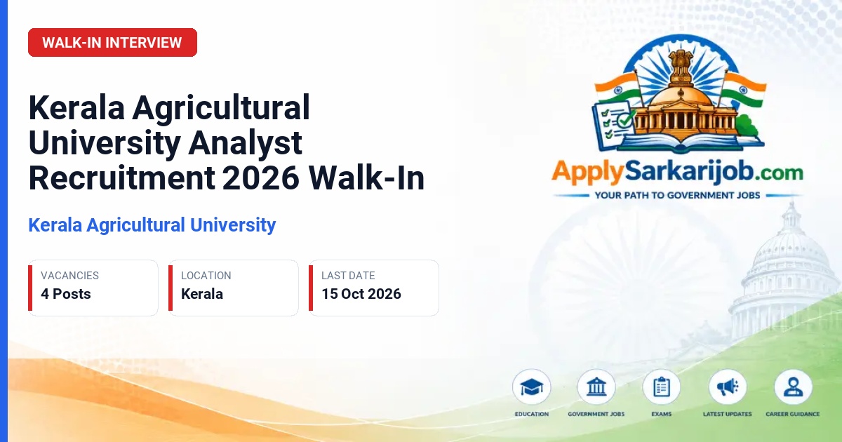 Kerala Agricultural University - Analyst Official Notification Poster & Schedule