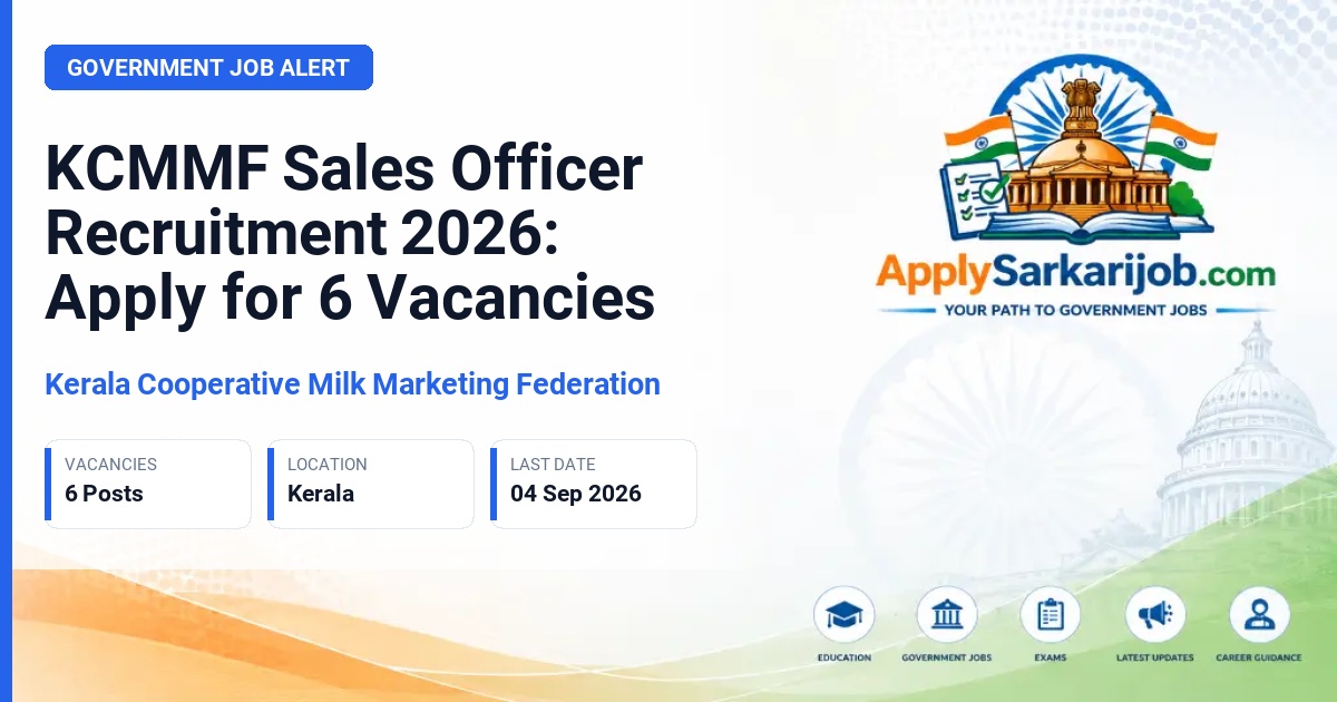 Kerala Cooperative Milk Marketing Federation - Sales Officer Official Notification Poster & Schedule