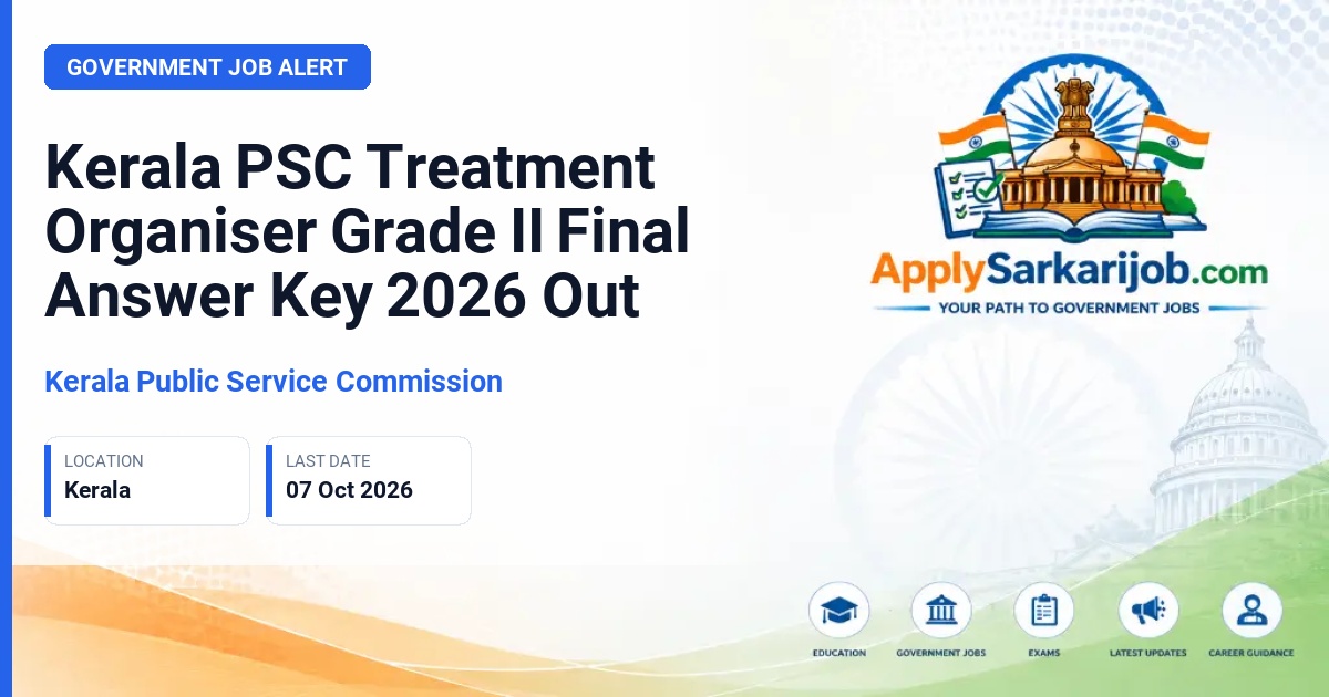 Kerala Public Service Commission - Treatment Organiser Grade II Official Notification Poster & Schedule