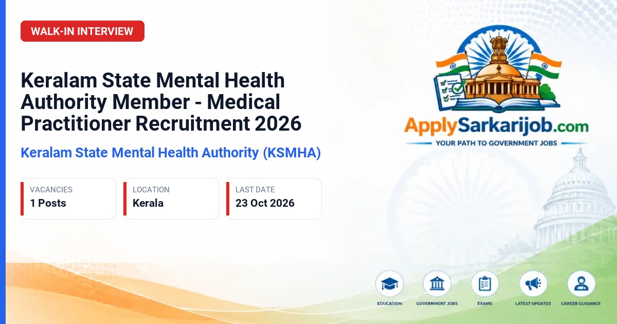 Keralam State Mental Health Authority (KSMHA) - Member - Medical Practitioner Official Notification Poster & Schedule
