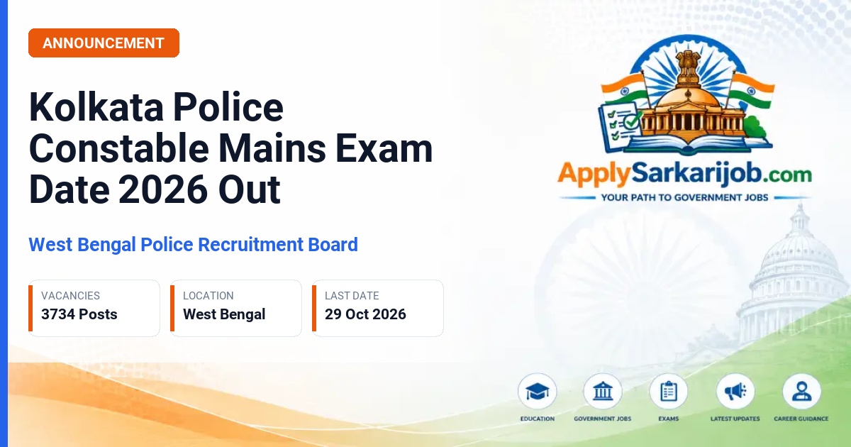 West Bengal Police Recruitment Board - Constables / Lady Constables in Kolkata Police Official Notification Poster & Schedule