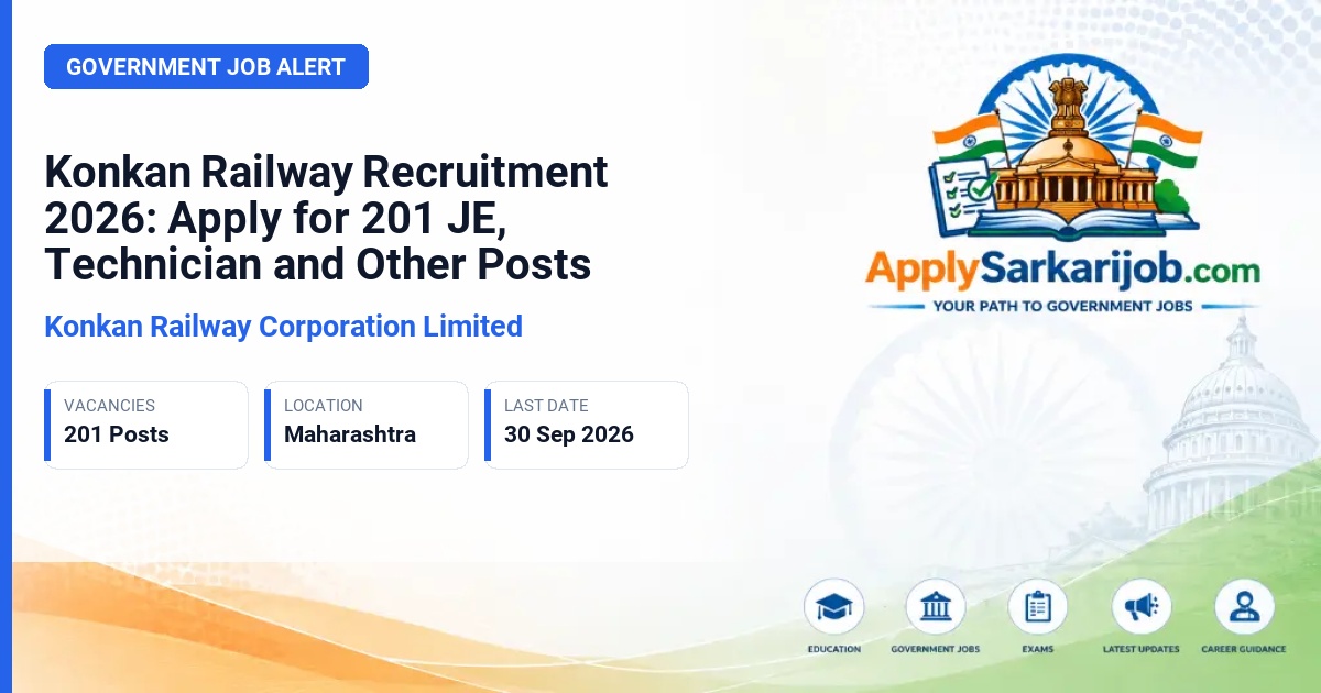 Konkan Railway Corporation Limited - Junior Engineer, Technician, Station Master, and others Official Notification Poster & Schedule
