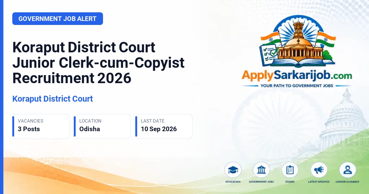 Koraput District Court - Junior Clerk-cum-Copyist Official Notification Poster & Schedule