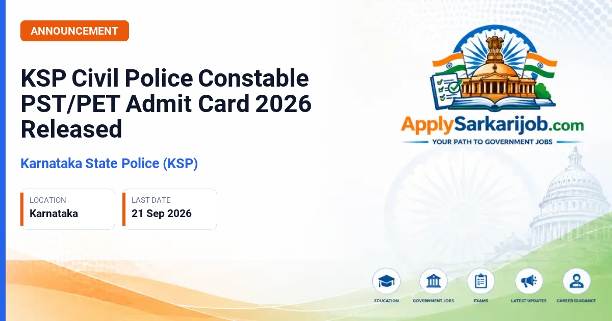 Karnataka State Police (KSP) - Civil Police Constable Official Notification Poster & Schedule