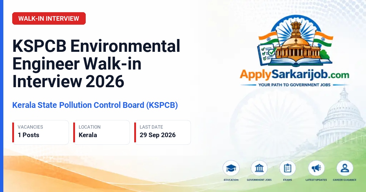 Kerala State Pollution Control Board (KSPCB) - Environmental Engineer Official Notification Poster & Schedule