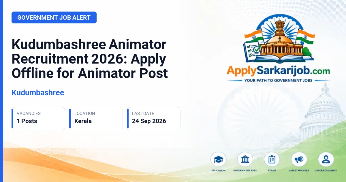 Kudumbashree - Animator Official Notification Poster & Schedule