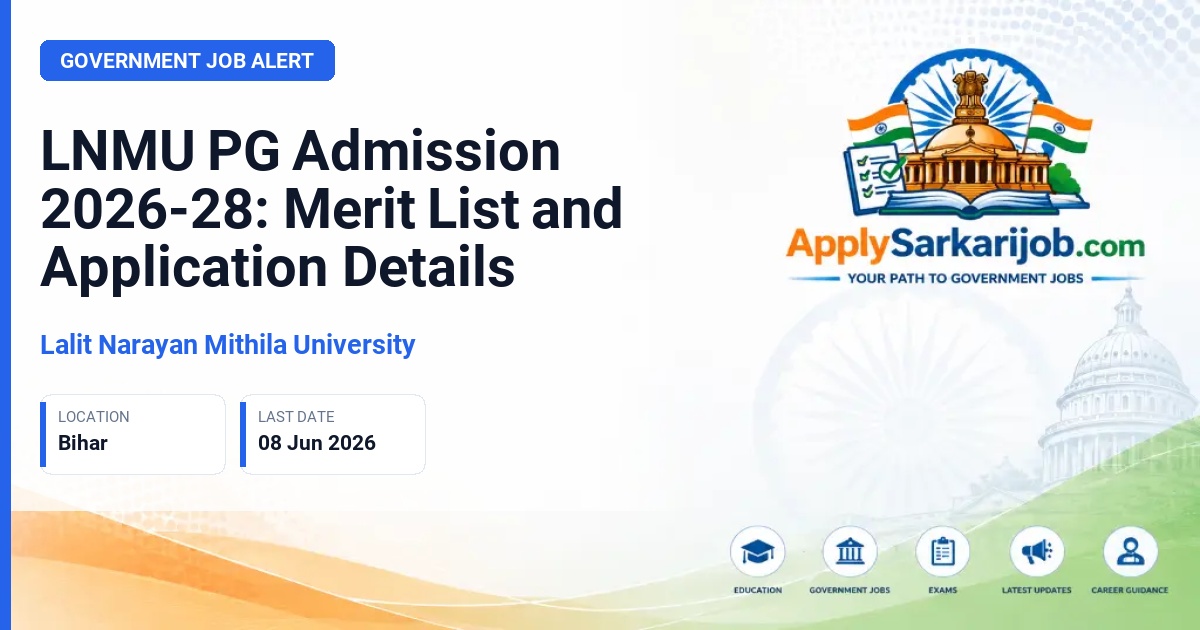 Lalit Narayan Mithila University - LNMU PG Admission 2026-28: Merit List and Application Details Official Notification Poster & Schedule