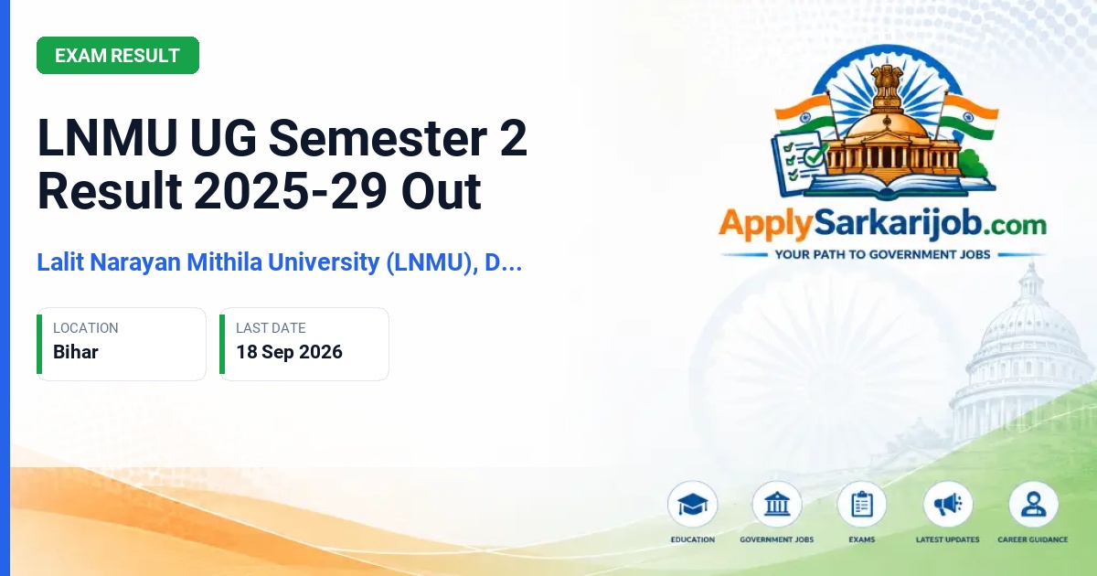 Lalit Narayan Mithila University (LNMU), Darbhanga - UG Semester 2 Result Official Notification Poster & Schedule