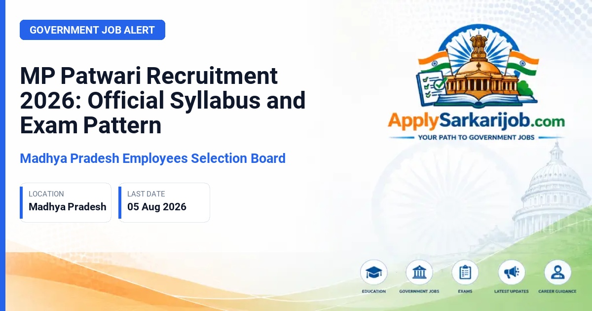 Madhya Pradesh Employees Selection Board - Patwari Official Notification Poster & Schedule