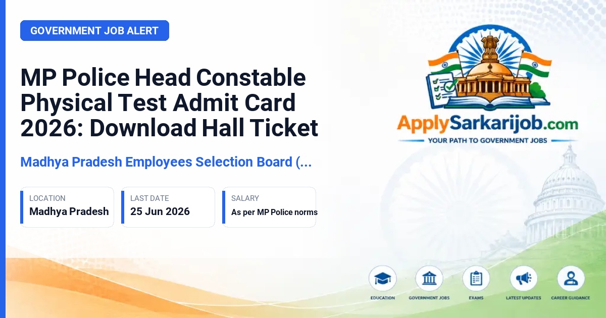 Madhya Pradesh Employees Selection Board (MPESB / Vyapam) - Head Constable (Computer) Official Notification Poster & Schedule