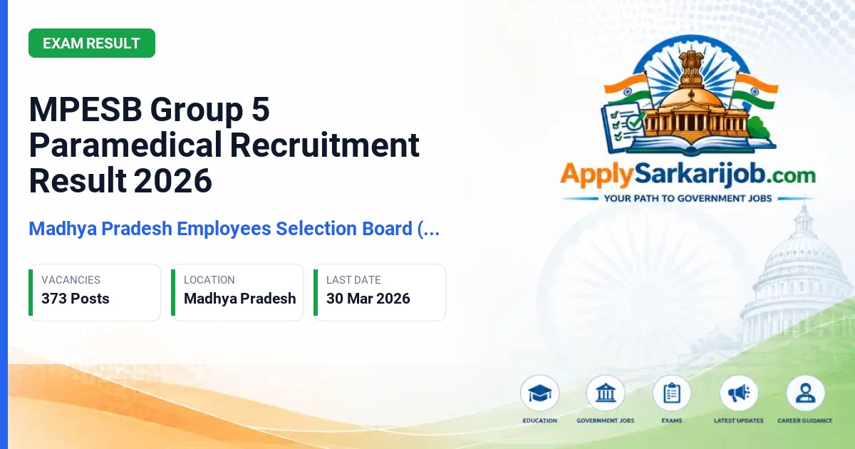 Madhya Pradesh Employees Selection Board (MPESB / Vyapam) - Staff Nurse, Pharmacist, Lab Technician, Radiographer, and other Paramedical posts Official Notification Poster & Schedule