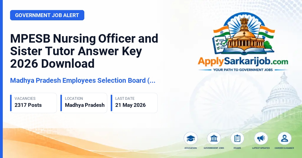 Madhya Pradesh Employees Selection Board (MPESB / Vyapam) - Nursing Officer and Sister Tutor Official Notification Poster & Schedule