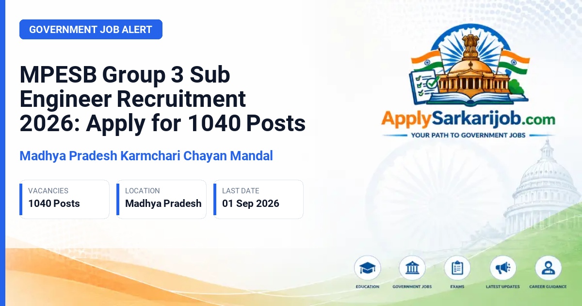 Madhya Pradesh Karmchari Chayan Mandal - Sub Engineer, Cartographer, Laboratory Technician, Technical Assistant Official Notification Poster & Schedule