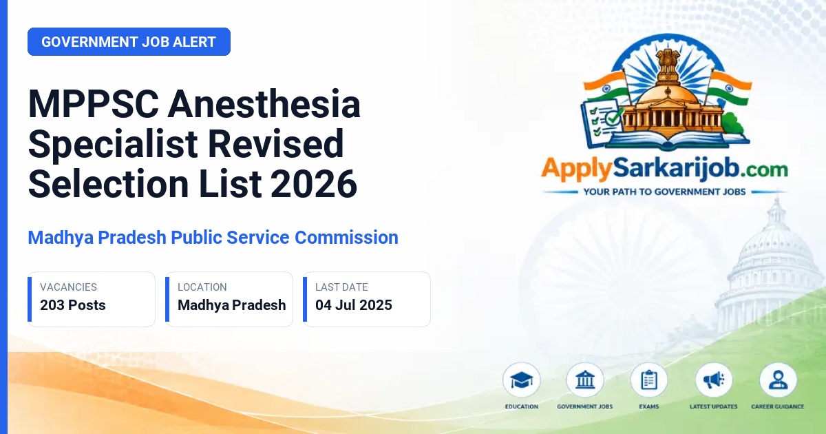 Madhya Pradesh Public Service Commission (MPPSC) - Anesthesia Specialist (Nishchetna Visheshagya) Official Notification Poster & Schedule