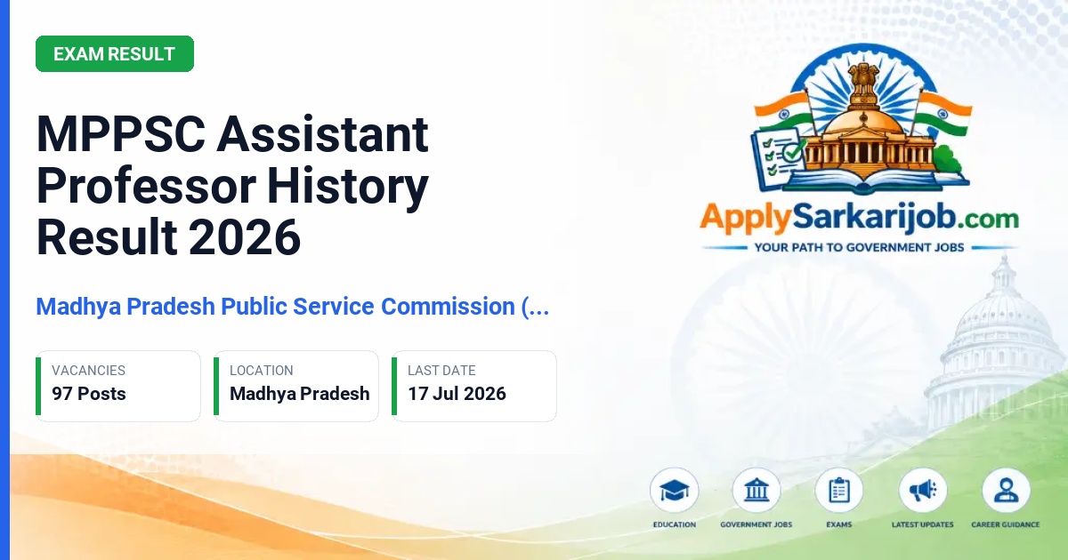 Madhya Pradesh Public Service Commission (MPPSC) - Assistant Professor (History) Official Notification Poster & Schedule