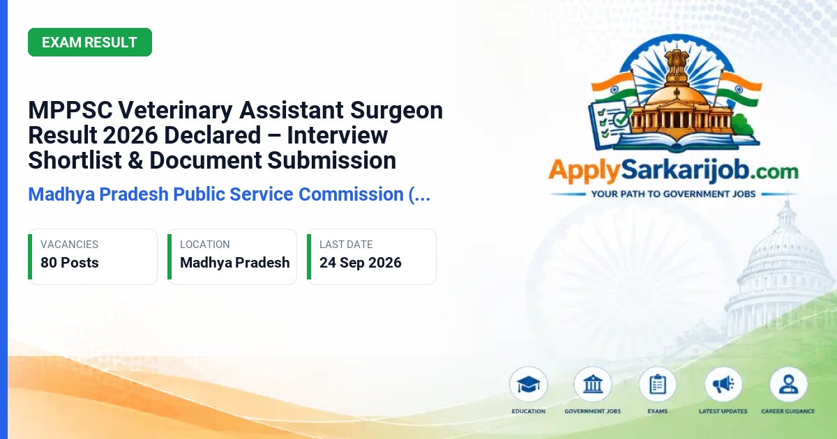 Madhya Pradesh Public Service Commission (MPPSC) - Assistant Director / Veterinary Assistant Surgeon / Veterinary Extension Officer Exam 2026 Official Notification Poster & Schedule