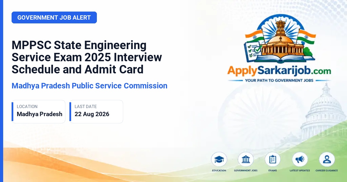 Madhya Pradesh Public Service Commission - Assistant Engineer (Civil/Electrical/Mechanical) Official Notification Poster & Schedule