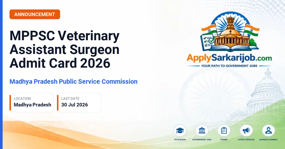 Madhya Pradesh Public Service Commission - Assistant Director / Veterinary Assistant Surgeon / Veterinary Extension Officer Official Notification Poster & Schedule