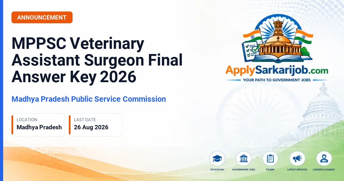 Madhya Pradesh Public Service Commission (MPPSC) - Assistant Director / Veterinary Assistant Surgeon / Veterinary Extension Officer Official Notification Poster & Schedule