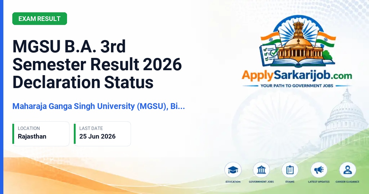 Maharaja Ganga Singh University (MGSU), Bikaner - MGSU B.A. 3rd Semester Result 2026 Declaration Status Official Notification Poster & Schedule