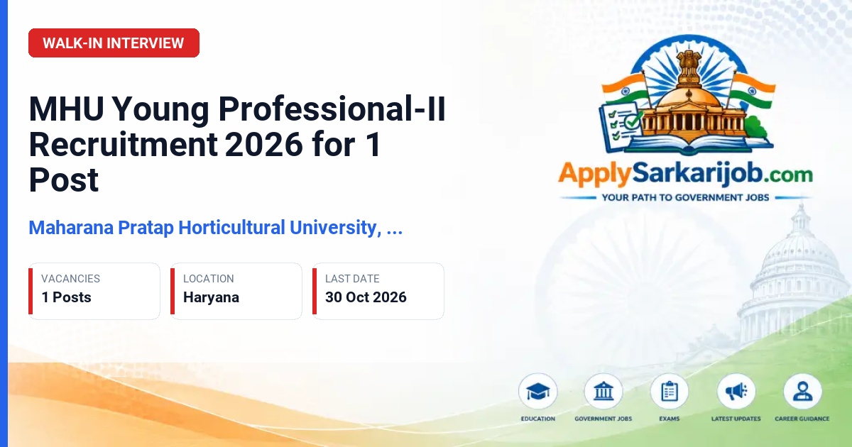 Maharana Pratap Horticultural University, Karnal - Young Professional-II (Fruit Science) Official Notification Poster & Schedule