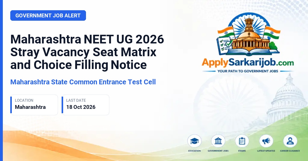 Maharashtra State Common Entrance Test Cell - NEET UG Counselling Official Notification Poster & Schedule