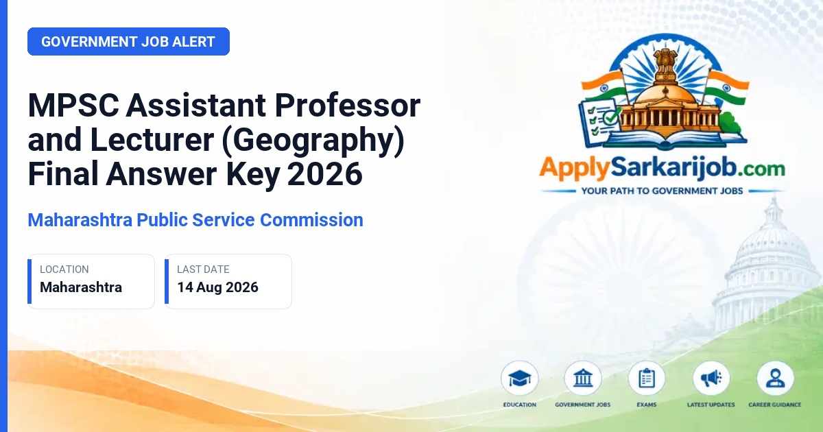 Maharashtra Public Service Commission - Assistant Professor (Geography) / Lecturer (Geography) Official Notification Poster & Schedule