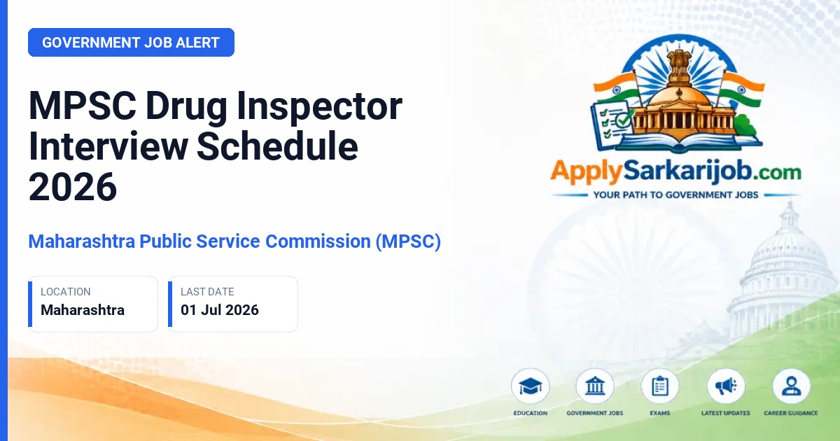 Maharashtra Public Service Commission (MPSC) - Drug Inspector (Group-B) Official Notification Poster & Schedule