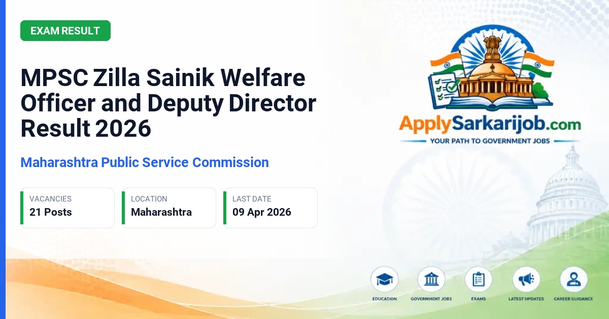 Maharashtra Public Service Commission (MPSC) - Zilla Sainik Welfare Officer / Deputy Director Official Notification Poster & Schedule