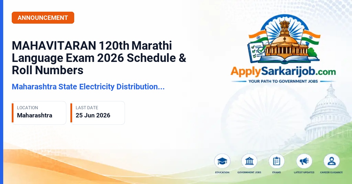 Maharashtra State Electricity Distribution Company Limited (MAHAVITARAN) - LDC (Accounts), Junior Assistant (Accounts), and others Official Notification Poster & Schedule