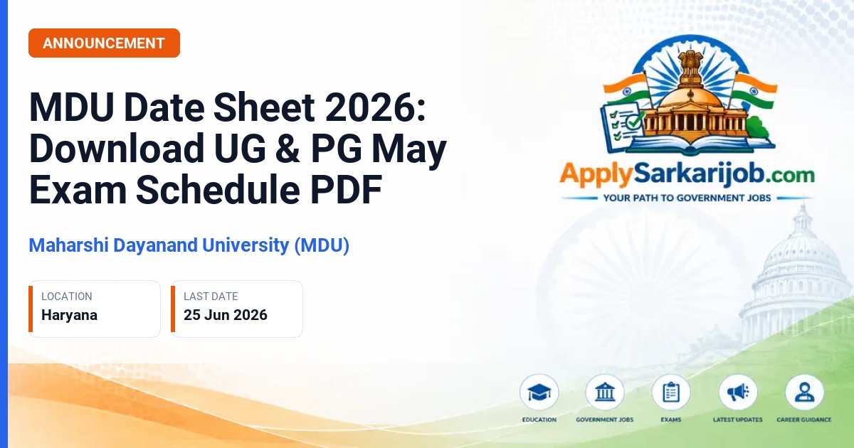 Maharshi Dayanand University (MDU) - UG/PG Theory Exams (NEP-2020) Official Notification Poster & Schedule