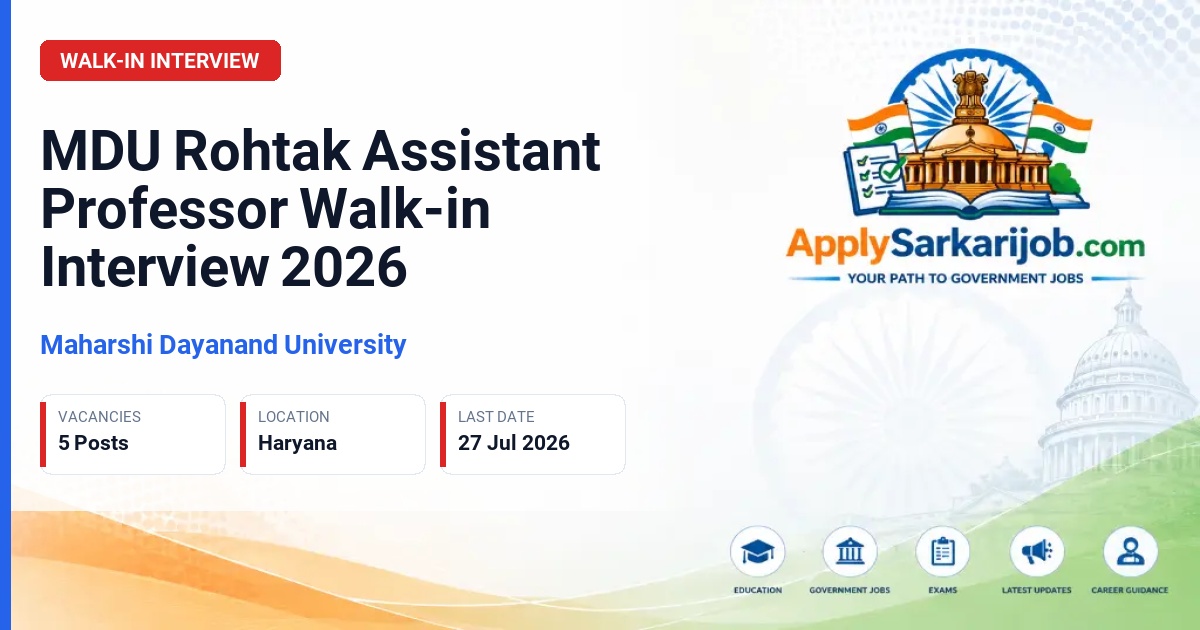 Maharshi Dayanand University - Assistant Professor Official Notification Poster & Schedule