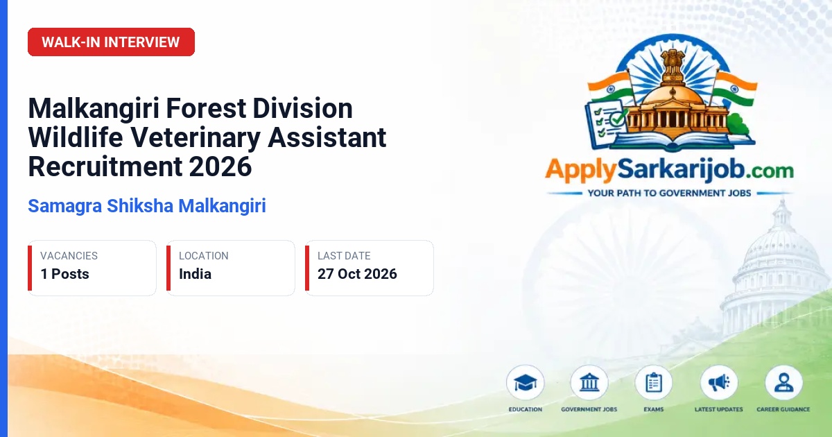 Samagra Shiksha Malkangiri - Wildlife Veterinary Assistant Official Notification Poster & Schedule