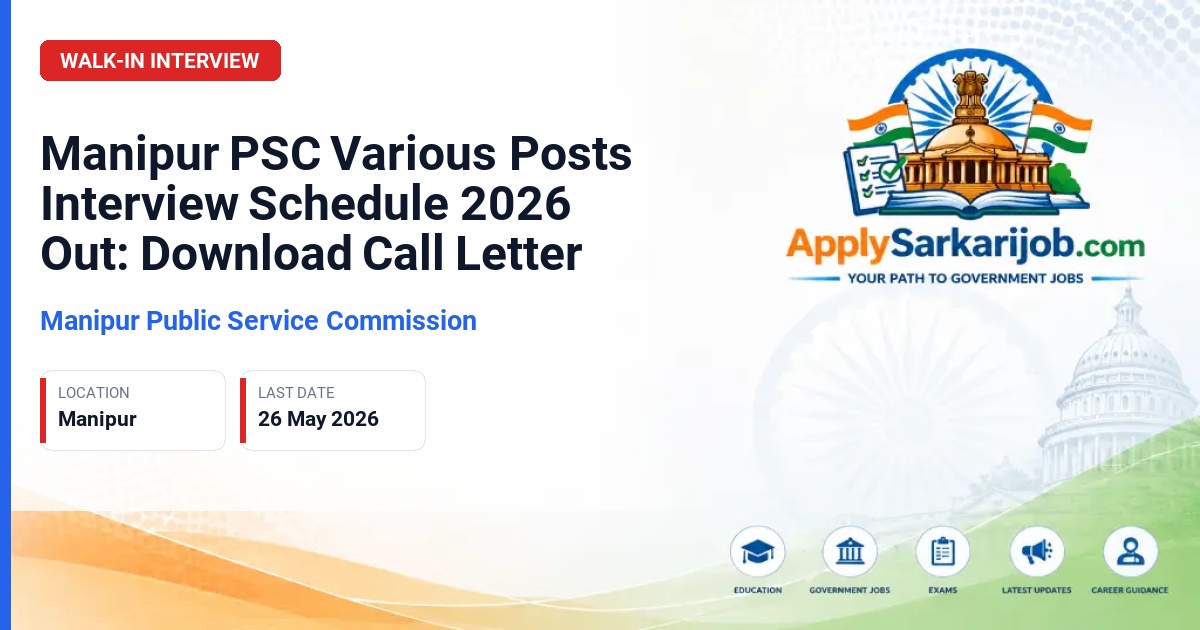 Manipur Public Service Commission - Various Posts (Handloom & Textiles) Official Notification Poster & Schedule