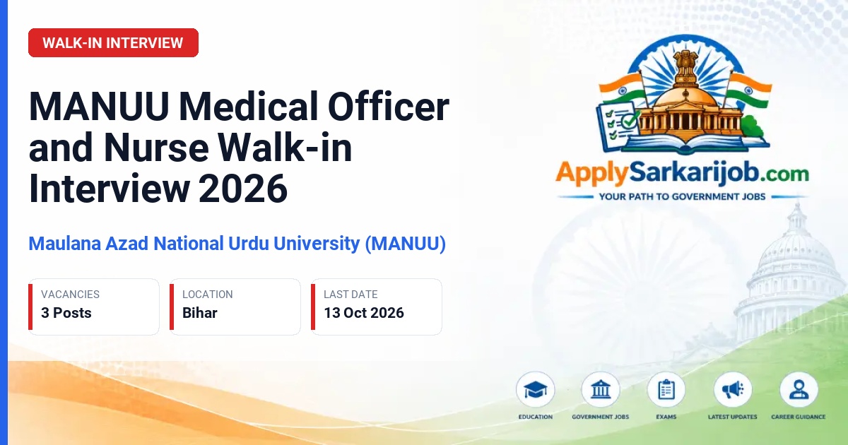 Maulana Azad National Urdu University (MANUU) - Medical Officer and Nurse Official Notification Poster & Schedule
