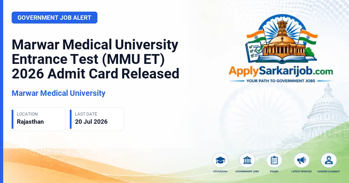 Marwar Medical University - MMU ET 2026 Official Notification Poster & Schedule
