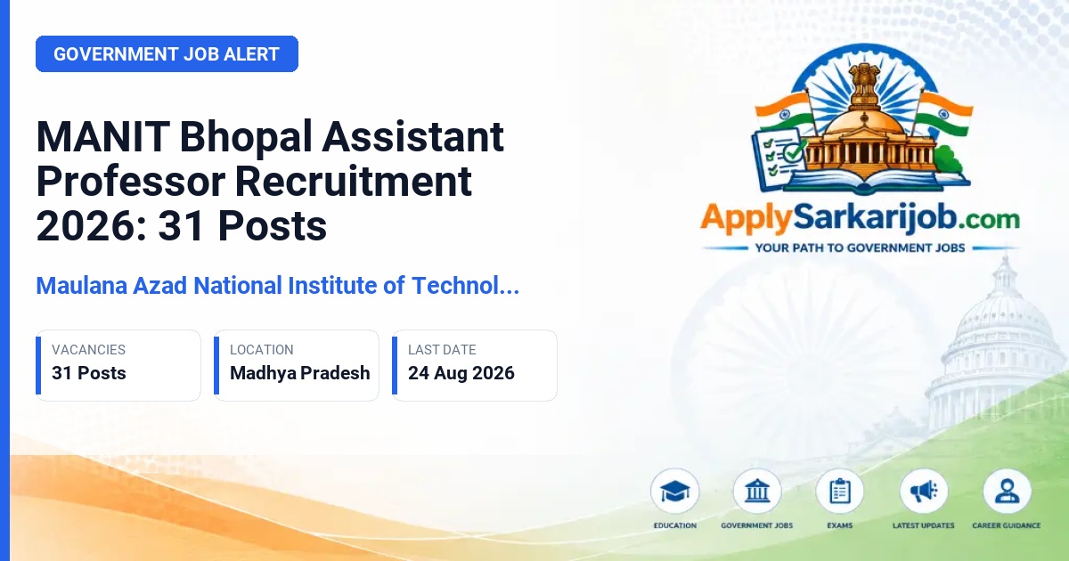 Maulana Azad National Institute of Technology (MANIT) Bhopal - Assistant Professor Official Notification Poster & Schedule