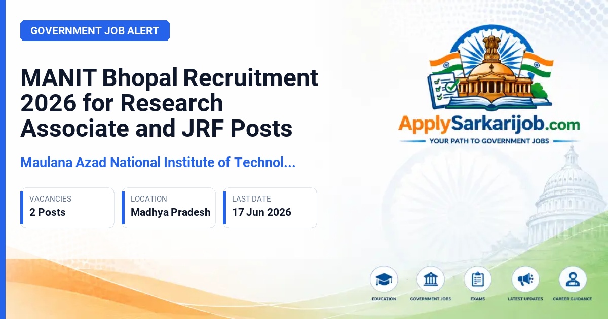 Maulana Azad National Institute of Technology (MANIT) Bhopal - Research Associate & Junior Research Fellow Official Notification Poster & Schedule