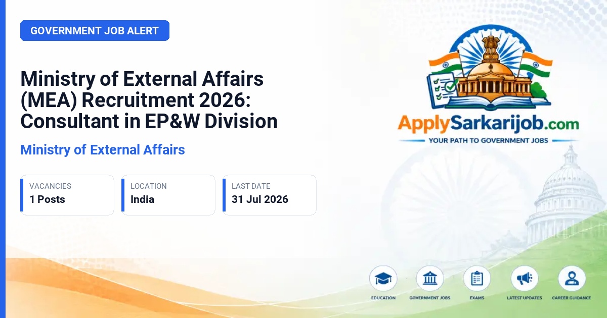Ministry of External Affairs - Consultant Official Notification Poster & Schedule
