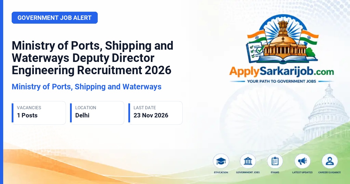 Ministry of Ports, Shipping and Waterways - Deputy Director (Engineering) Official Notification Poster & Schedule