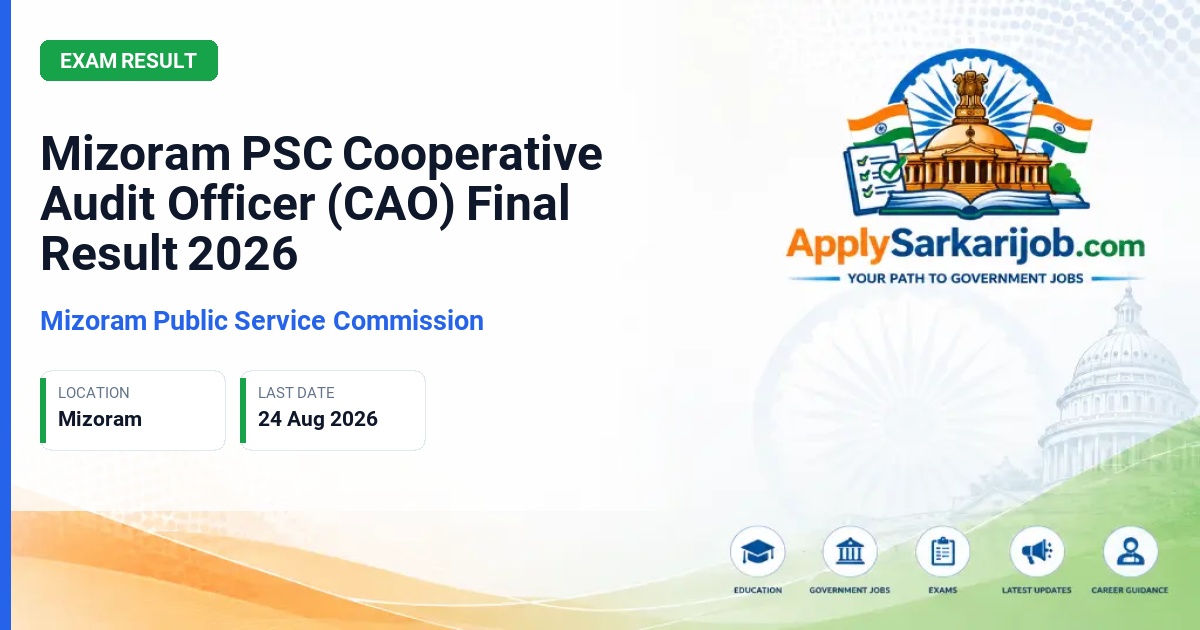 Mizoram Public Service Commission - Cooperative Audit Officer (CAO), Grade-V Official Notification Poster & Schedule