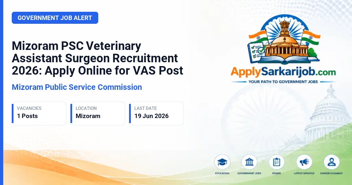 Mizoram Public Service Commission - Veterinary Assistant Surgeon (VAS) Official Notification Poster & Schedule