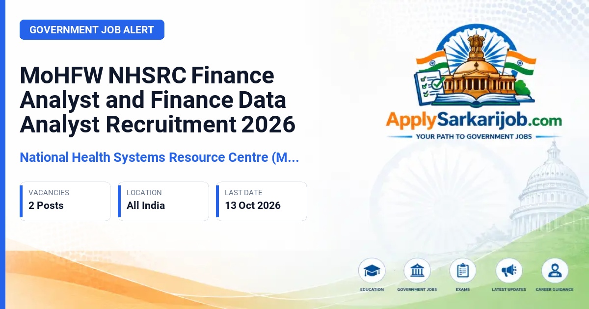 National Health Systems Resource Centre (MoHFW NHSRC) - Finance Analyst / Finance Data Analyst Official Notification Poster & Schedule