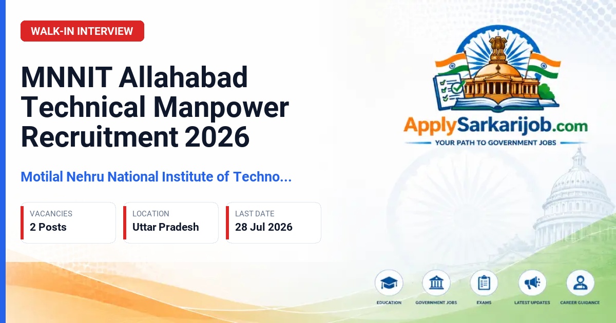 Motilal Nehru National Institute of Technology Allahabad - Technical Manpower [Computer Application] Official Notification Poster & Schedule